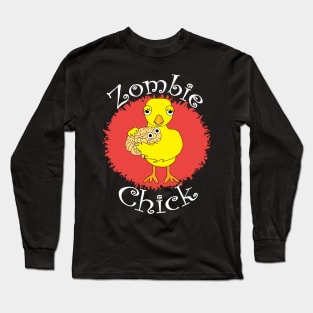 Zombie Chick White Text Long Sleeve T-Shirt